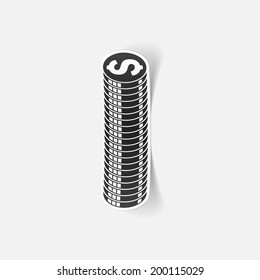 realistic design element: money, coin, dollar