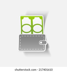 realistic design element: purse, money
