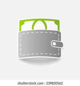 realistic design element: purse, money