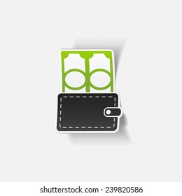 realistic design element: purse, money