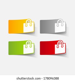 realistic design element: shopping, bag, package