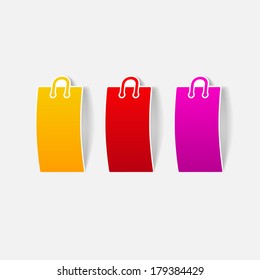 realistic design element: shopping, bag, package