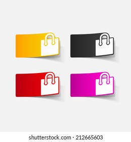 realistic design element: shopping, bag, package