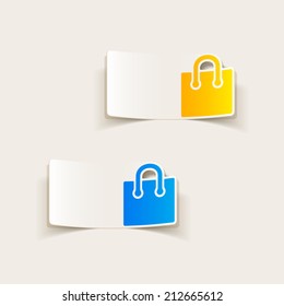 realistic design element: shopping, bag, package