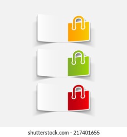 realistic design element: shopping, bag, package