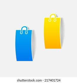 realistic design element: shopping, bag, package