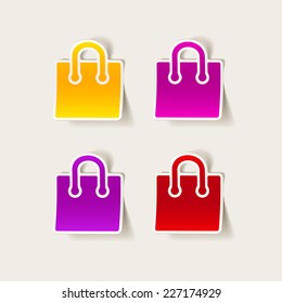 realistic design element: shopping, bag, package