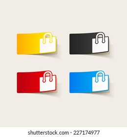 realistic design element: shopping, bag, package