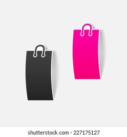 realistic design element: shopping, bag, package