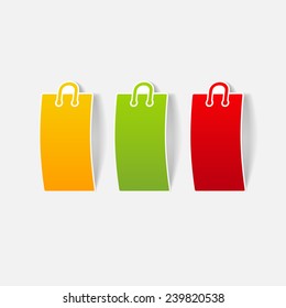 realistic design element: shopping, bag, package