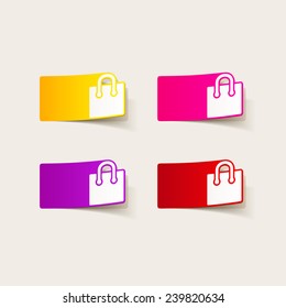 realistic design element: shopping, bag, package