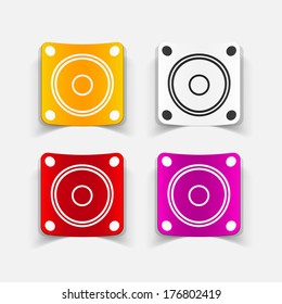 realistic design element: small music speaker