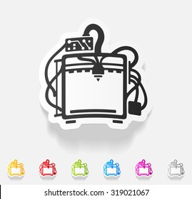 realistic design element. three d printer