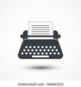 Realistic Design Element: Typewriter Machine Icon. Publish. Document. Typewriter For Secretary Or Author. Icon, Typewriter, Author, Secretary, Machine, Type, Article, Bookmark, Business, Classic