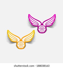 realistic design element: wing, angel, brain