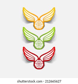 realistic design element: wing, angel, brain