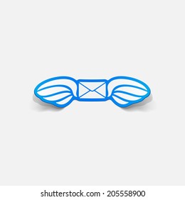 realistic design element: wing, newsletter, envelope