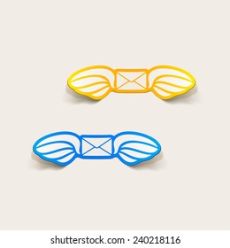 realistic design element: wing, newsletter, envelope