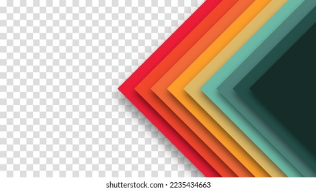 Realistic design in futuristic retro style. Abstract geometric 1970's 1980's 1960's colorful background with retro colors. Transparent vector illustration.