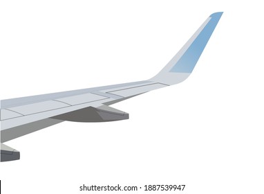 Realistic design vector illustration of airplane wing isolated on white background.