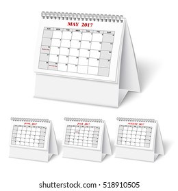Realistic desktop calendar with spring for 2017. Vector illestations