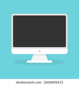 Realistic Desktop Computer with Monitor, isolated on white background. Vector illustration.
