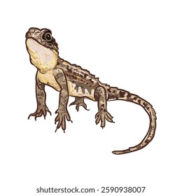 Realistic detail Grassland earless dragon vector illustration
