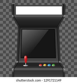 Realistic Detailed 3d Arcade Game Machine with Joystick and Console Recreation Geek Concept on a Transparent Background. Vector illustration of Virtual Gamble