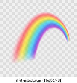 Realistic Detailed 3d Beautiful Rainbow on a Transparent Background Symbol of Fantasy. Vector illustration