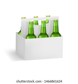 Realistic Detailed 3d Beer Bottles Pack Set Alcohol Drink Glass Bottle for Party. Vector illustration of Beverage