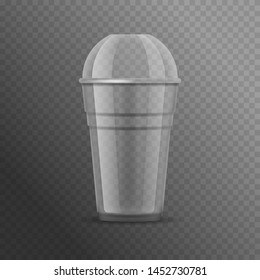 Realistic Detailed 3d Big Plastic Cup Template Mockup on a Transparent Background for Coffee, Tea and Drink. Vector illustration