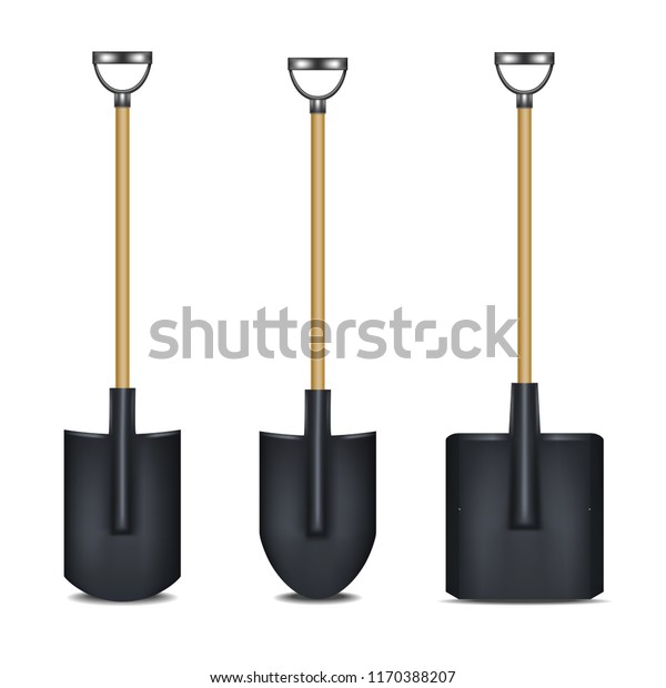 Download Realistic Detailed 3d Black Blank Shovel Stock Vector Royalty Free 1170388207