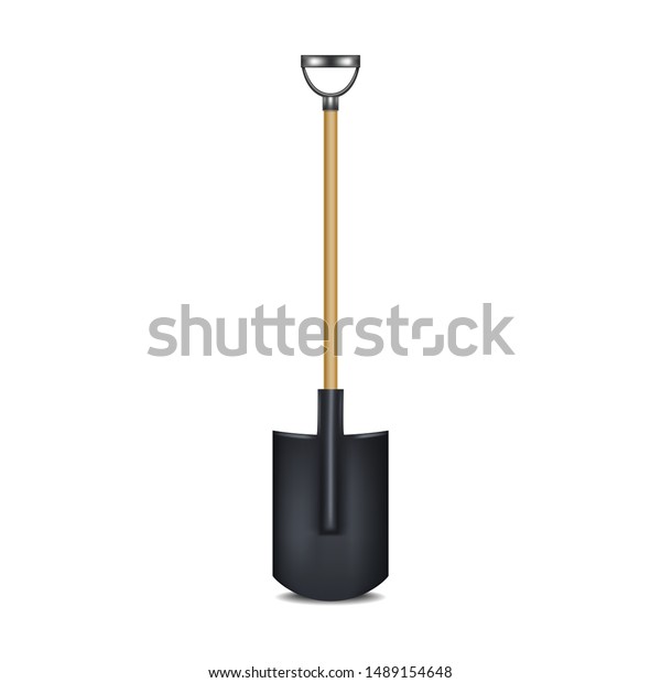 Download Realistic Detailed 3d Black Blank Shovel Stock Vector Royalty Free 1489154648