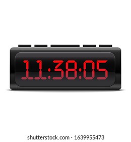 Realistic Detailed 3d Black Digital Countdown Clock Equipment. Vector Illustration Of Timer Display Which Time Minute