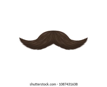 Realistic Detailed 3d Black Fake Mustache Closeup View Decoration Element Fashion Retro Style. Vector illustration