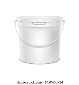 Realistic Detailed 3d Blank Plastic Bucket Template Mockup. Vector illustration of Pack Mock Up
