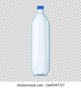 Realistic Detailed 3d Blank Plastic Bottle and Cap Empty Template Mockup on a Transparent Background. Vector illustration