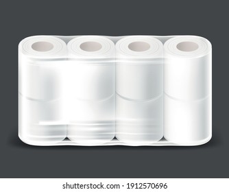 Realistic Detailed 3d Blank Toilet Paper Pack Empty Template Mockup . Vector illustration of Soft Sanitary Wipes