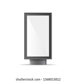 Realistic Detailed 3d Blank White Template Mockup Billboard Bus Stop for Ad. Vector illustration