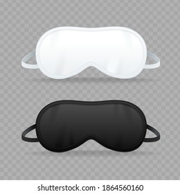 Realistic Detailed 3d Blank White and Black Sleep Mask Template Mockup Empty Template Mockup Set on a Transparent Background. Vector illustration