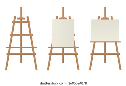 Realistic Detailed 3d Blank Wood Easels Empty Template Mockup Set. Vector illustration of Mock Up Easel
