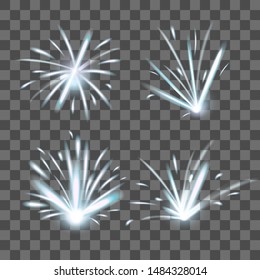 Realistic Detailed 3d Bright Fire Sparks on a Transparent Background Types Decor Elements. Vector illustration of Spark