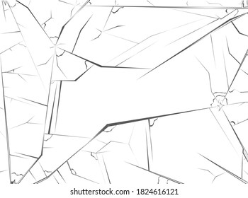Realistic Detailed 3d Broken Transparent Glass Window with Cracks Background Symbol of Crash, Damage, Vandalism or Accident. Vector illustration