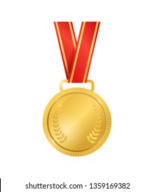 Realistic Detailed 3d Champion Gold Medal Empty Template Symbol of Winner, Champion and Success. Vector illustration