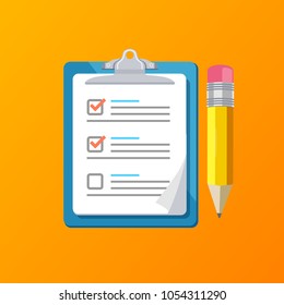 Realistic Detailed 3d Claim Form Clipboard and Paper with a Pencil from Feedback Service. Vector illustration of Check List