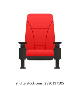 Realistic Detailed 3d Classic Comfortable Velvet Red Cinema Chair Element Indoor Interior. Vector illustration