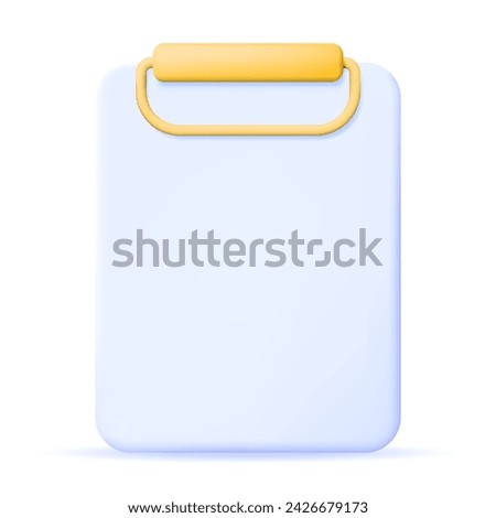 Realistic Detailed 3D Clipboard with Empty Paper Sheet Isolated on White Background. Purple Clip Board Render with White Paper. Office Stationery or Paperwork Concept. Vector Illustration