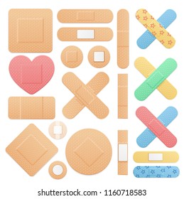 Realistic Detailed 3d Color Aid Band Plaster Medical Patch Set on a White. Vector illustration of Sticky Note