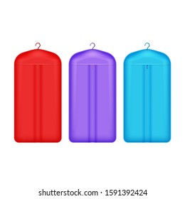 Realistic Detailed 3d Color Blank Storage Clothes Cover Empty Template Mockup Set. Vector illustration of Mock Up Bag