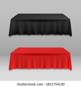 Realistic Detailed 3d Color Blank Table with Tablecloth Template Mockup for Banquet or Celebration in Cafe and Restaurant. Vector illustration